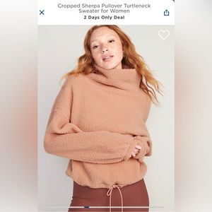 NWT! Old Navy Cropped Sherpa Pullover Turtleneck Sweater